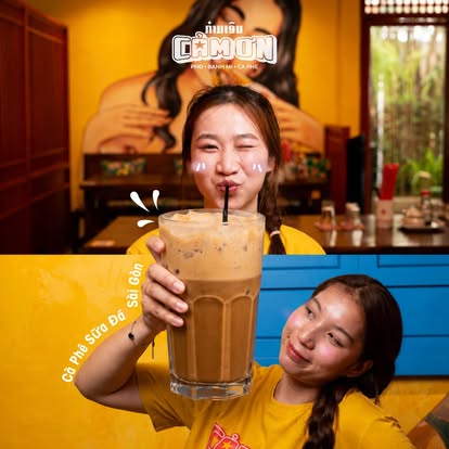 Guests enjoying Vietnamese iced coffee